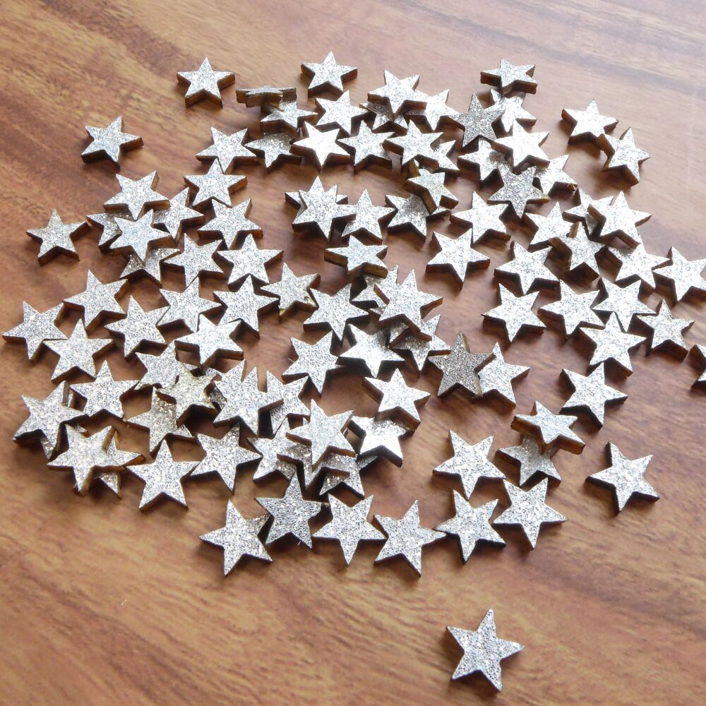 Sparkling Silver Mini Stars, 100pcs (CA3028)