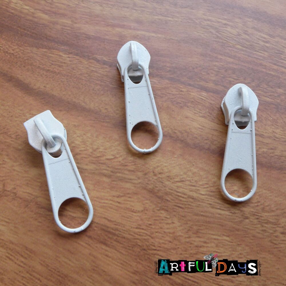 White Zipper Pulls/Heads, 3pcs (H2024)