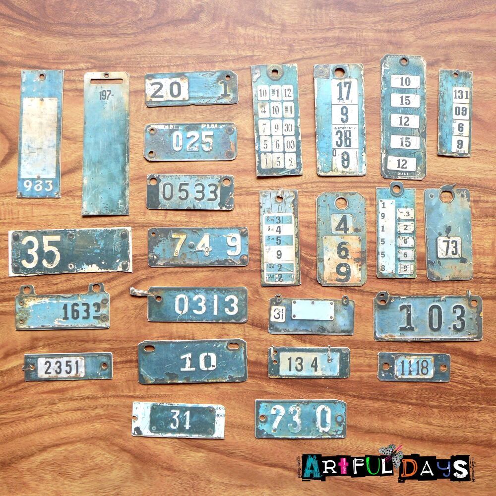 Vintage Card Tags - Distressed Blues Ephemera, 25pcs (PA024)