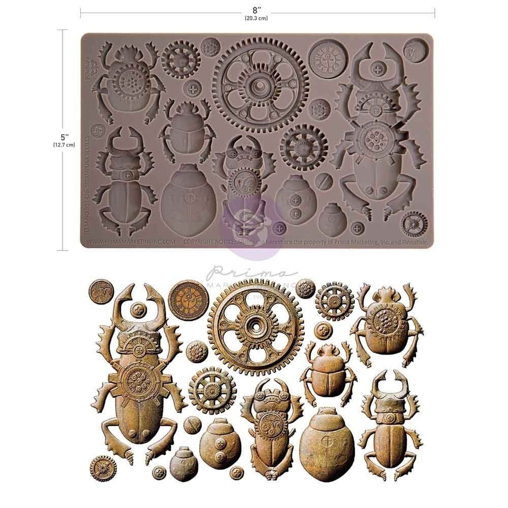 NEW Release Prima Finnabair Moulds - Steampunk Beetles 5x8 Inch(951436)