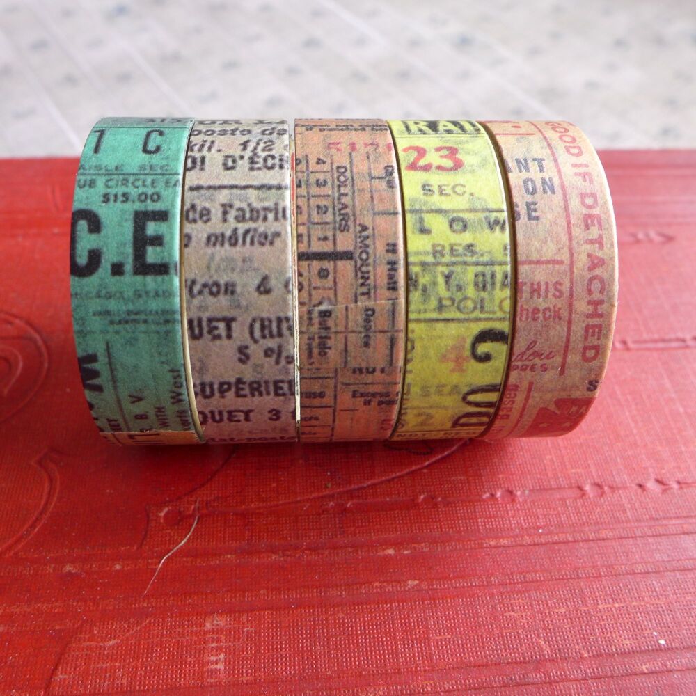 5 Pack of Washi Tape, Assorted Print (W8009)