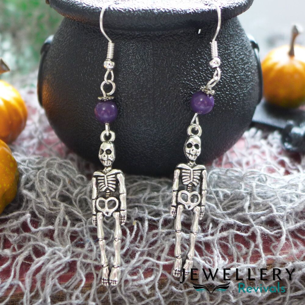 Spooktober - Silver Tone Skeleton Earrings (JE003)