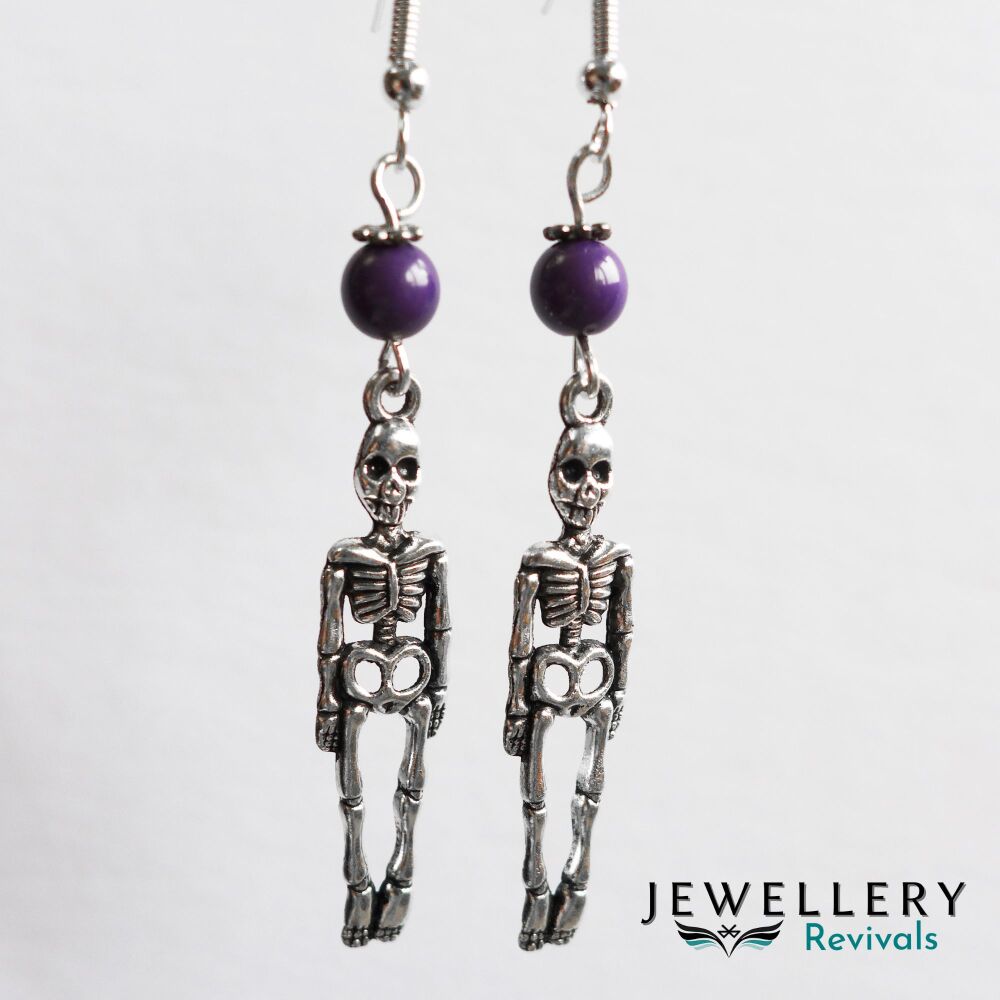 Spooktober - Silver Tone Skeleton Earrings (JE003)