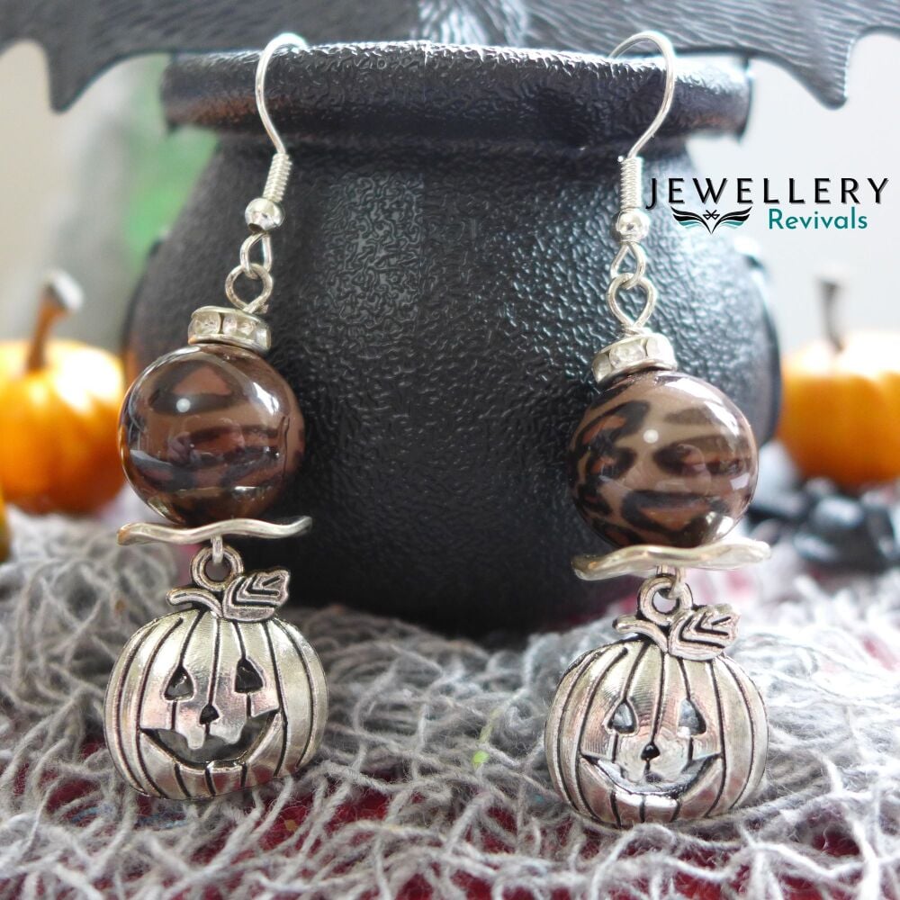 Spooktober - Silver Tone Pumpkin Earrings (JE004)
