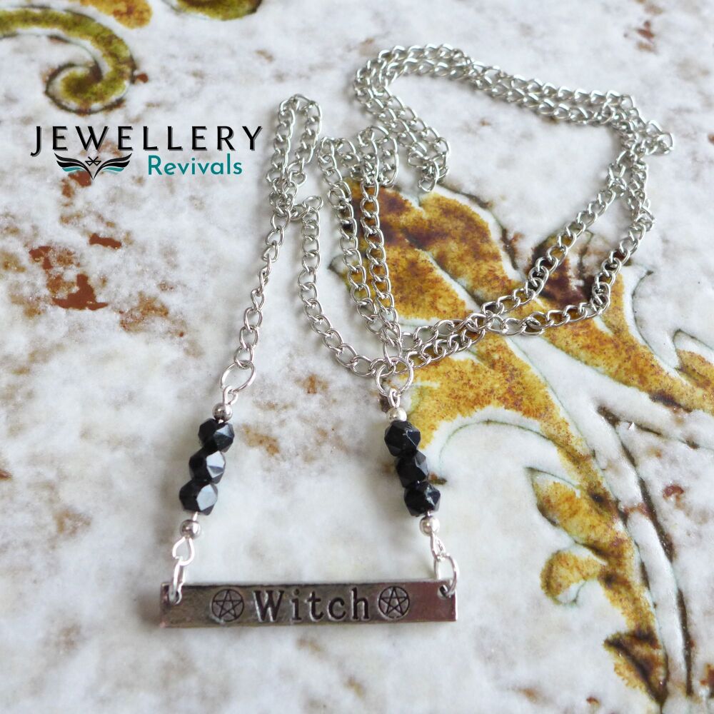 Spooktober - Silver Tone Witch Necklace & Earring Set (JE014)