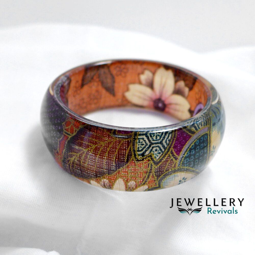 Unusual Vintage Japanese Inspired Floral Bangle (JE019)
