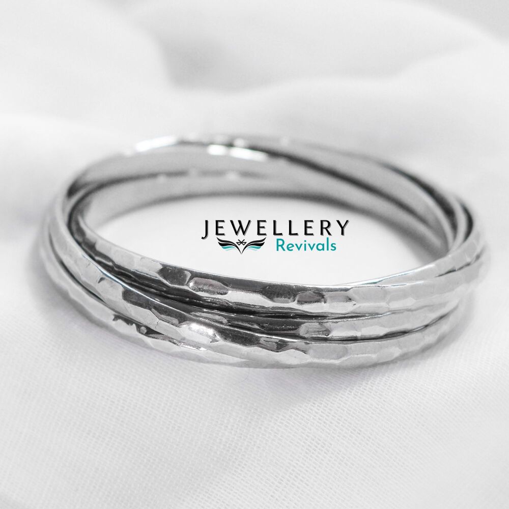 Silver Tone Six Entwined Bangle (JE018)