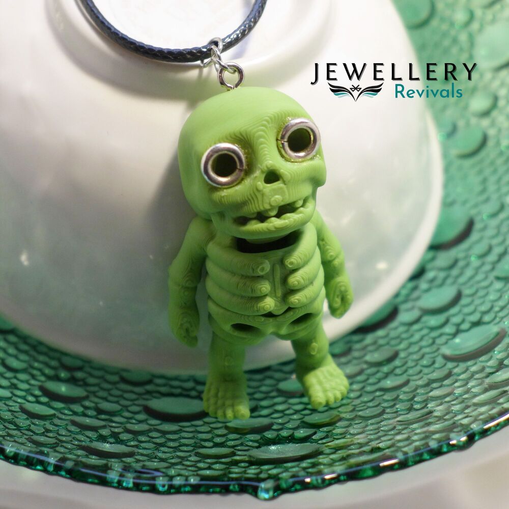 Spooktober - Green 3D Printed Skeleton Necklace (JE020)