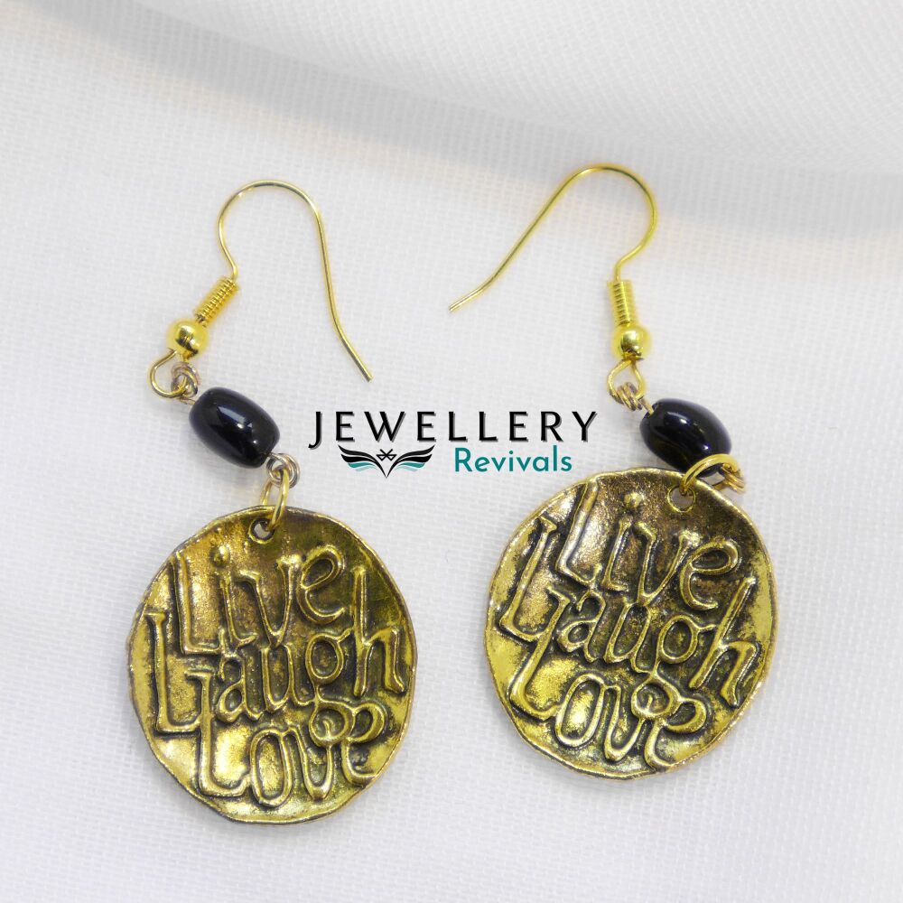 Antique Gold Tone  Live, Laugh, Love Earrings (JE021)