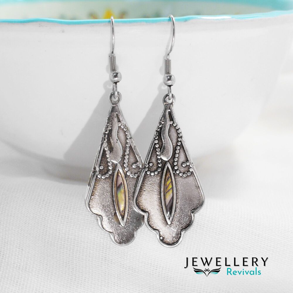 Art Deco-inspired Silver Tone Earrings (JE024)
