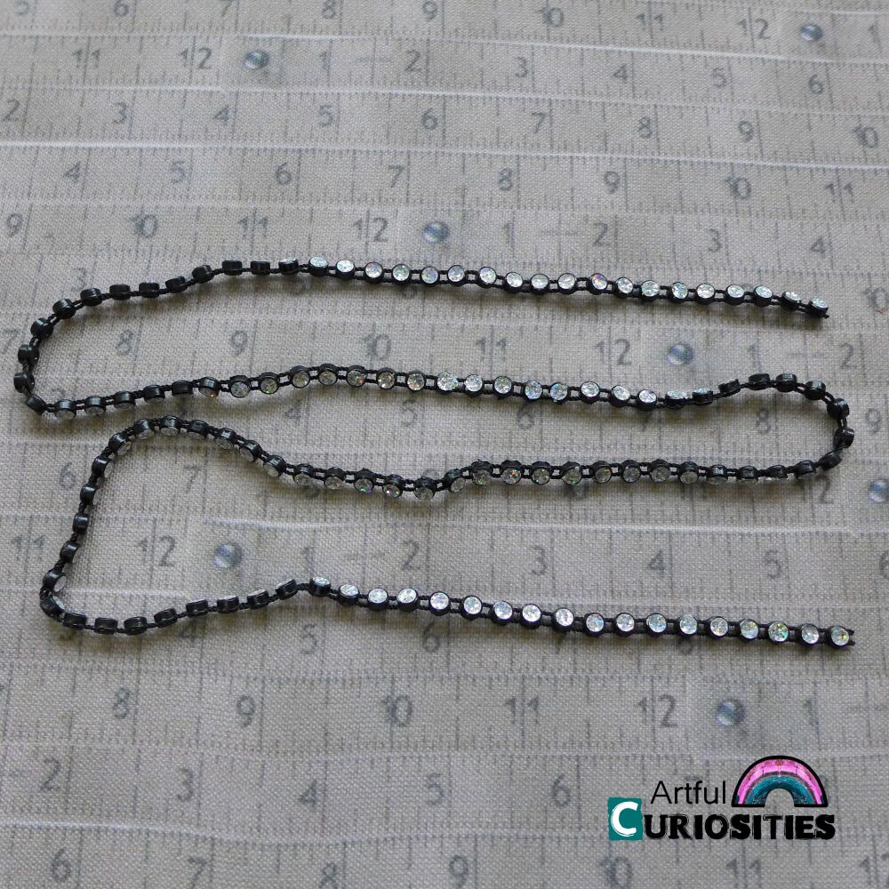 Fabric/Lace/Trim - Black & Rhinestones Plastic Trim - AC398