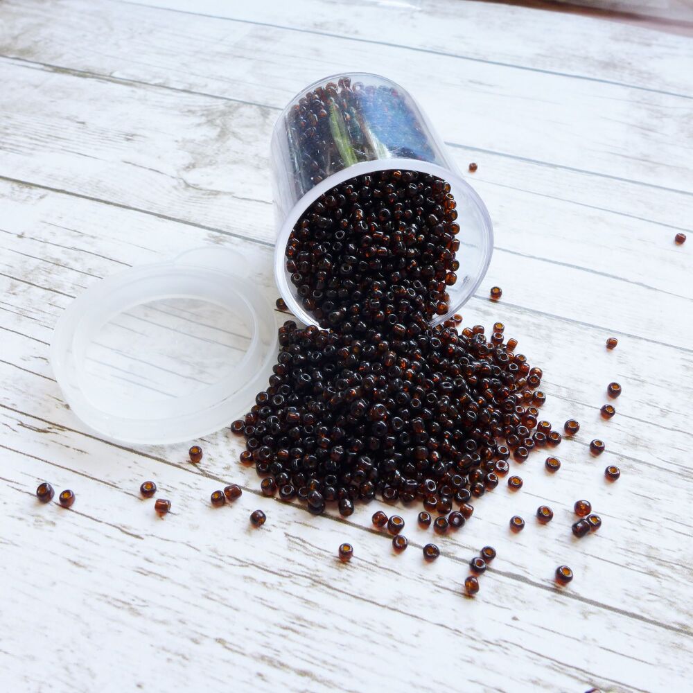 Dark Brown Seed Beads, 10ml Pot