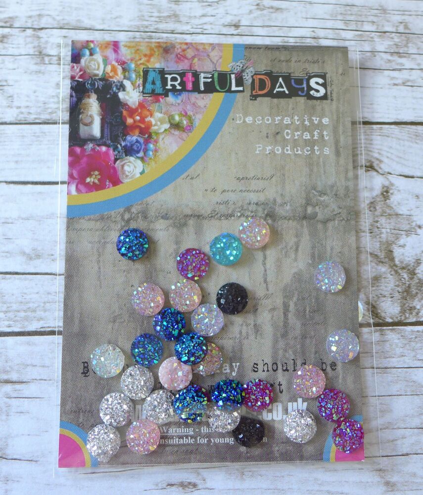 Sparkly Mini Gems 8mm, 30pcs Assorted Colours