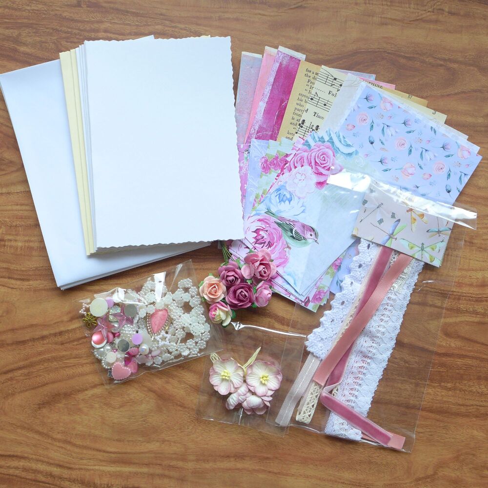 Card Making Kit - Pink Floral Vintage
