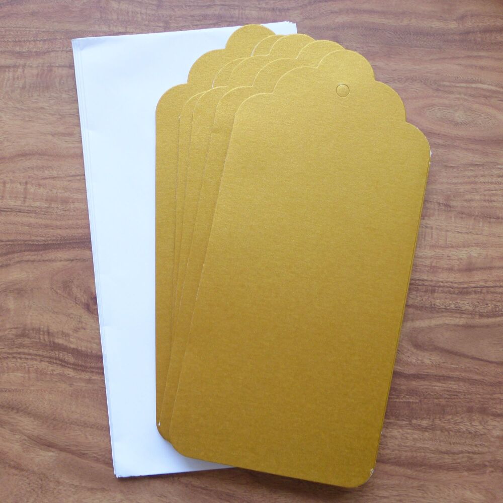 Card Blanks & Envelopes - DL Size Tri-Fold Tag Shape - Pearl Gold Pack of 5