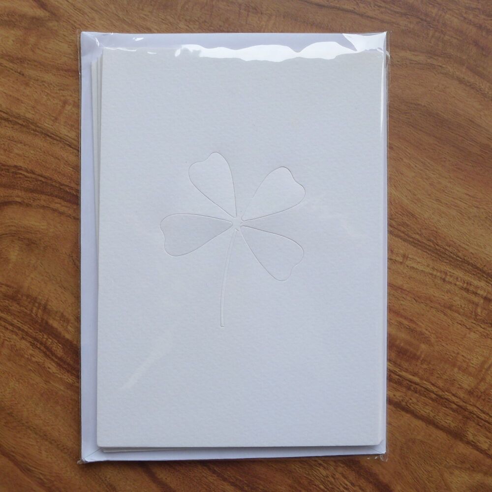 Card Blanks & Envelopes -A6, White Flower Aperture Over Lay With Blank Card 4 Pack
