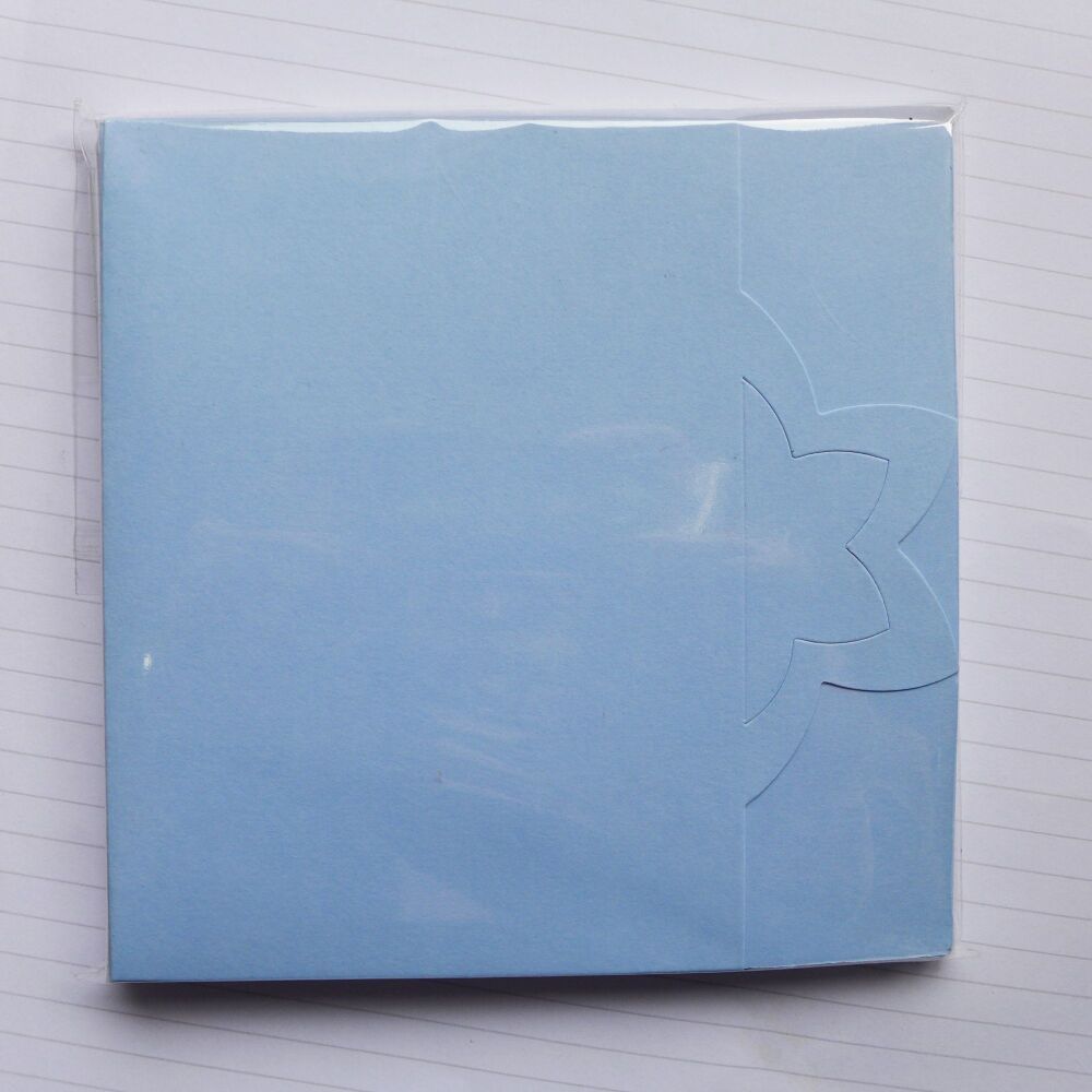 Card Blanks & Envelopes - 6x6 Blue Flower Edge Cards Pack of 10