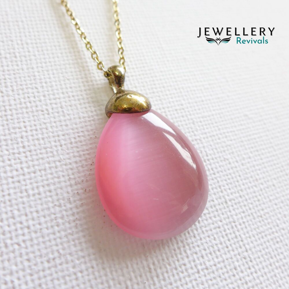 Rose Quartz Crystal Teardrop Necklace (JE052)
