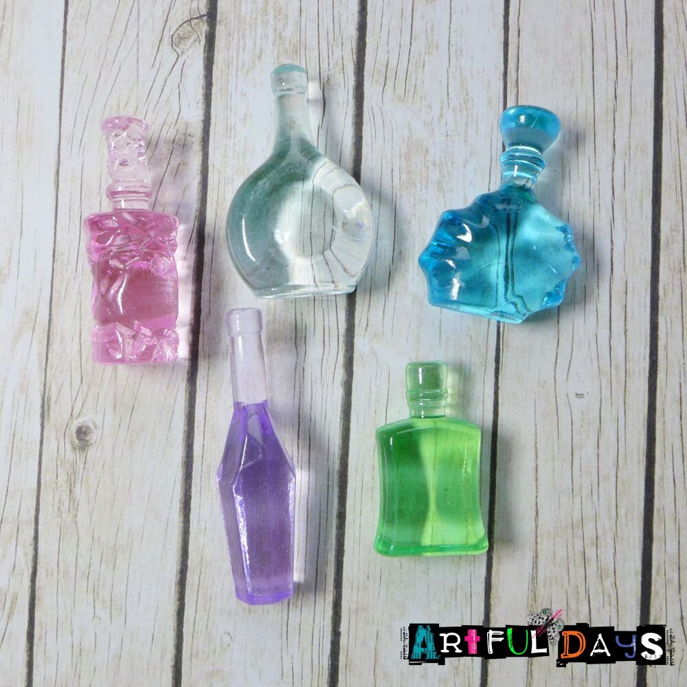 Colourful Resin Bottles, 5pcs (E5004)