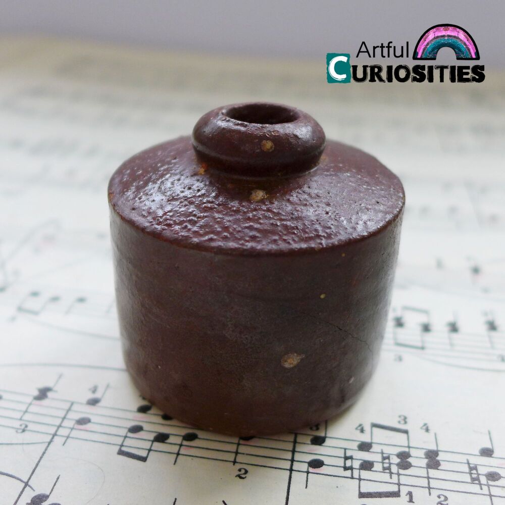 Decorative Bottles - Small Antique Stoneware Ink Bottle - AC402