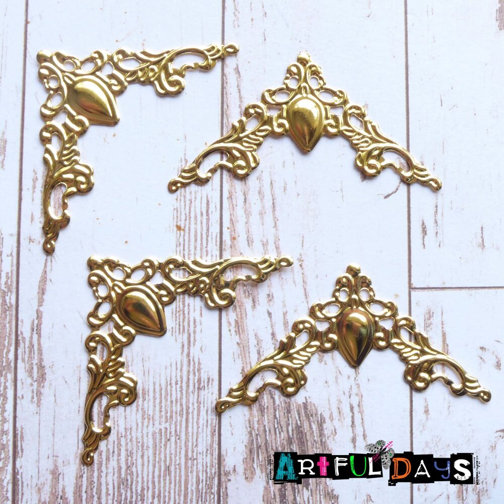 Gold Filigree Corners 4pcs (C134)