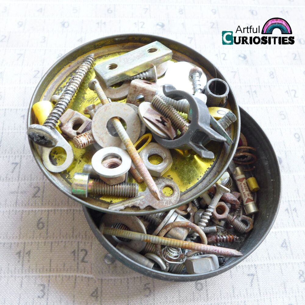 Rusty Stuff - Old Tin of Garage Scrap Parts - AC431