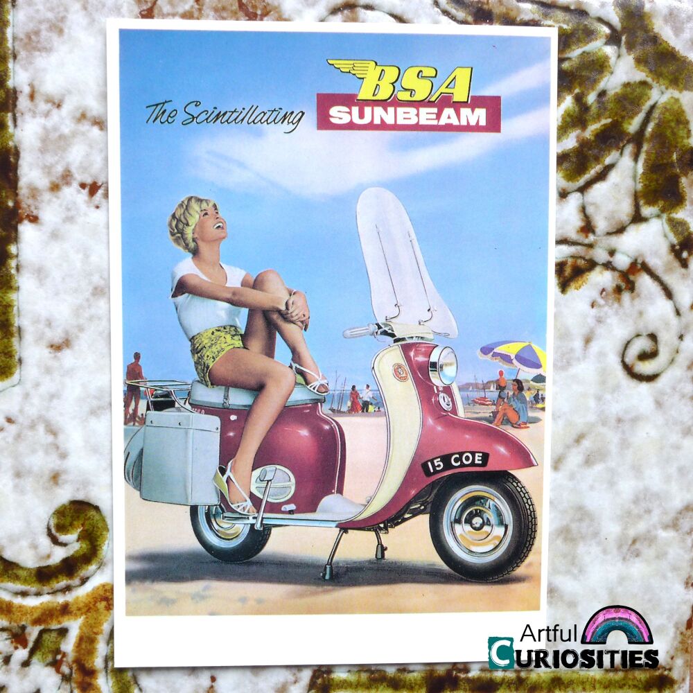 Postcard Single - 1960's BSA Sunbeam Scooter ad - AC454