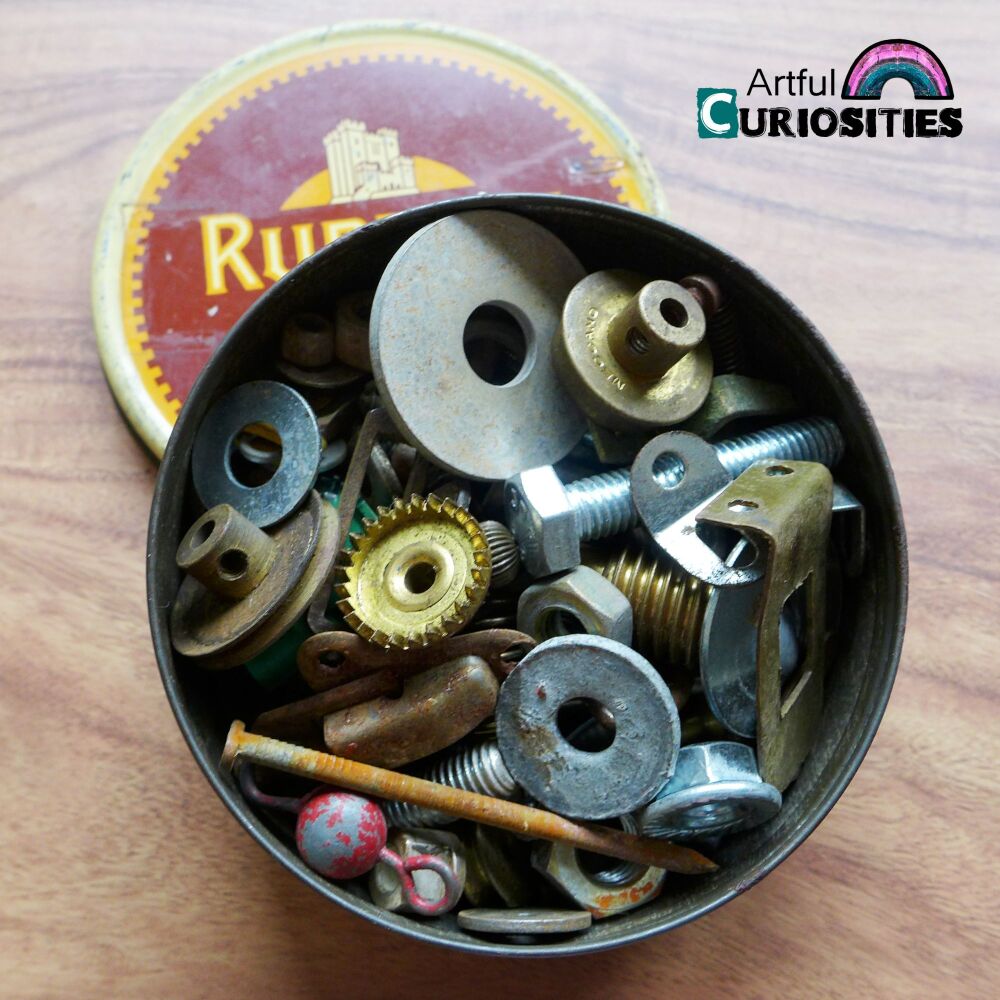 Rusty Stuff - Old Tin of Garage Scrap Parts - AC463