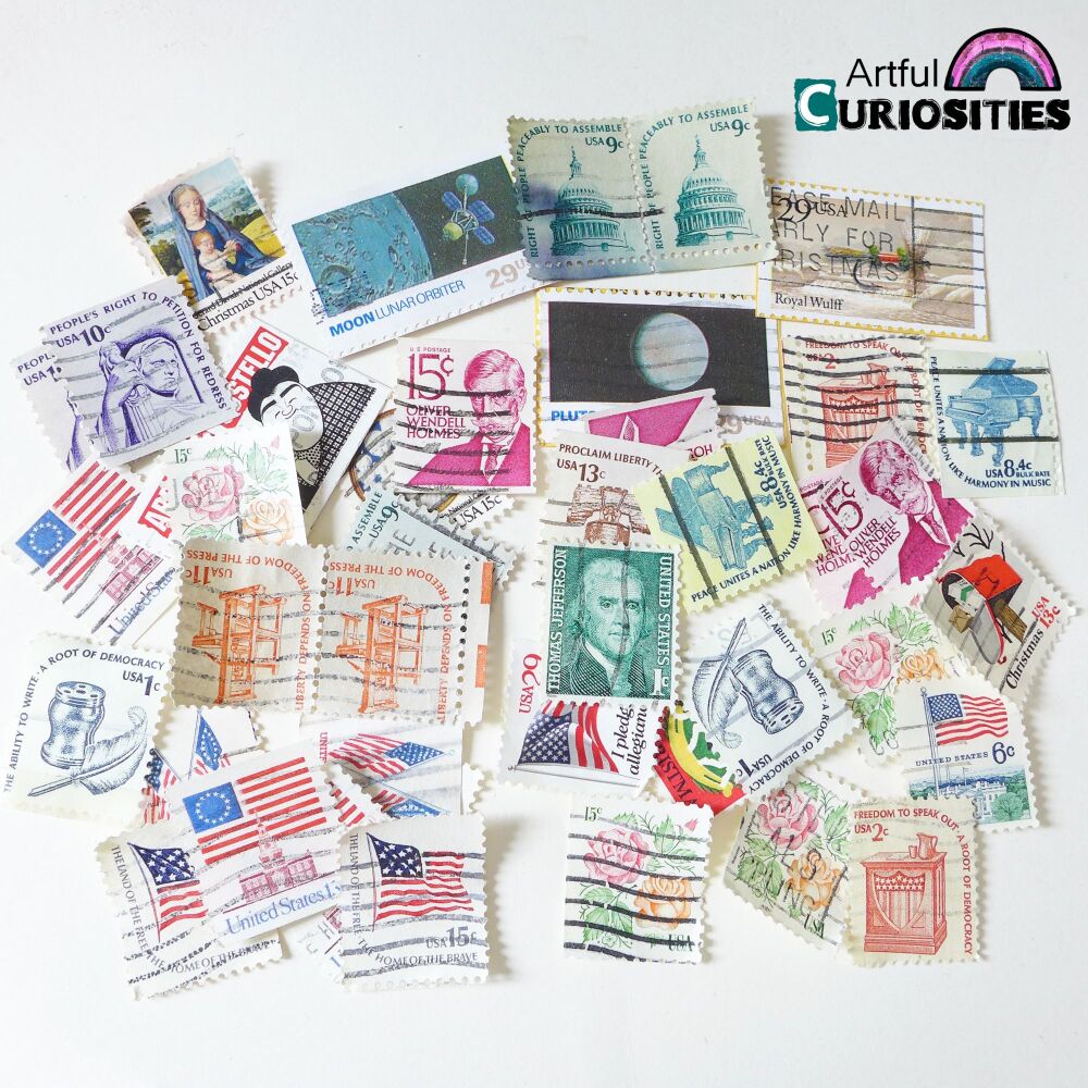 Ephemera - Old American Postage Stamps 35pcs - AC471