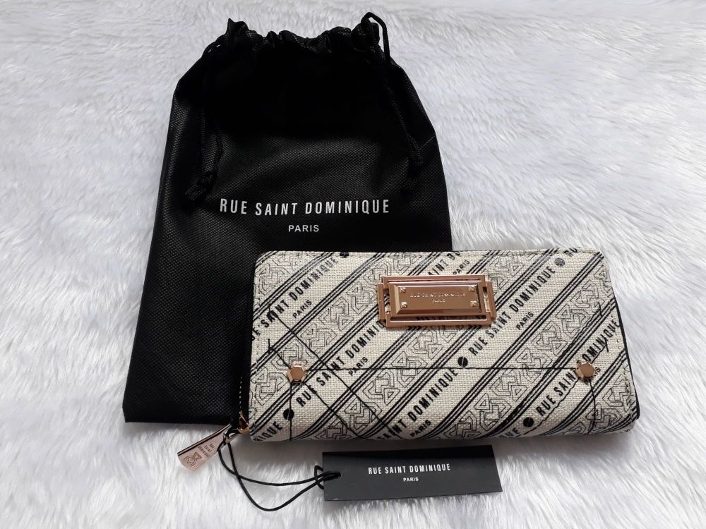 River Island Rue Saint Dominique White Print Zip Around Purse