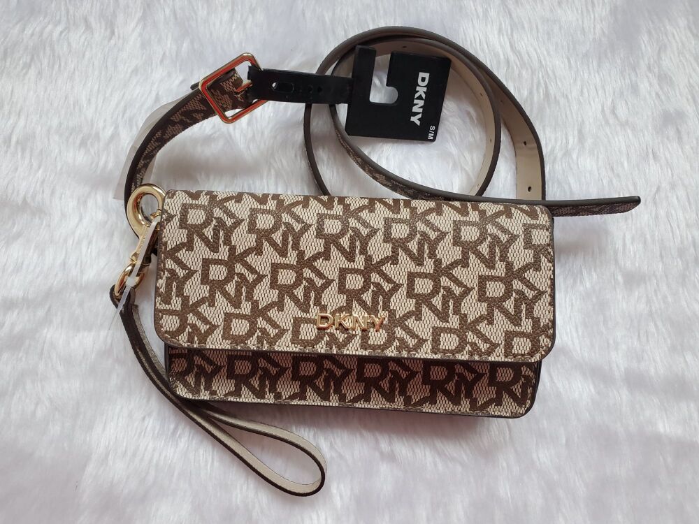 DKNY Brown Monogram Bum Bag Belt Purse Bag Size S M
