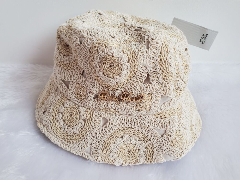 River Island Crochet Bucket Hat Size M L