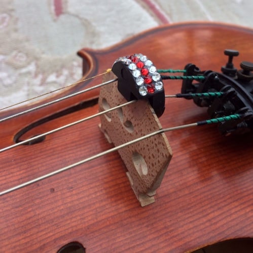 Violin and Viola Mutes - Horizontal Stripes - Light Siam and Clear