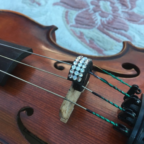 Violin and Viola Mutes - Horizontal Stripes - Silk and White Opal