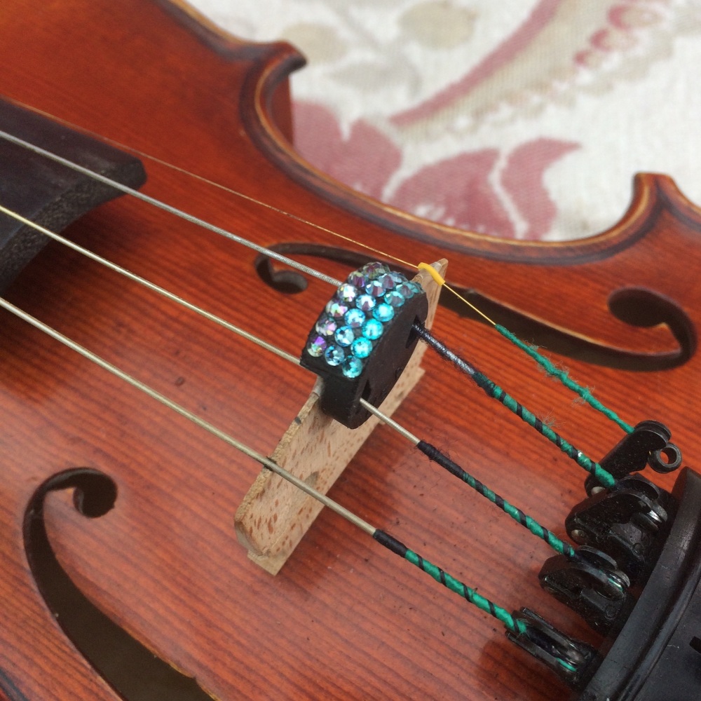 Violin and Viola Mutes - Horizontal Stripes - Light Turquoise, Aquamarine &