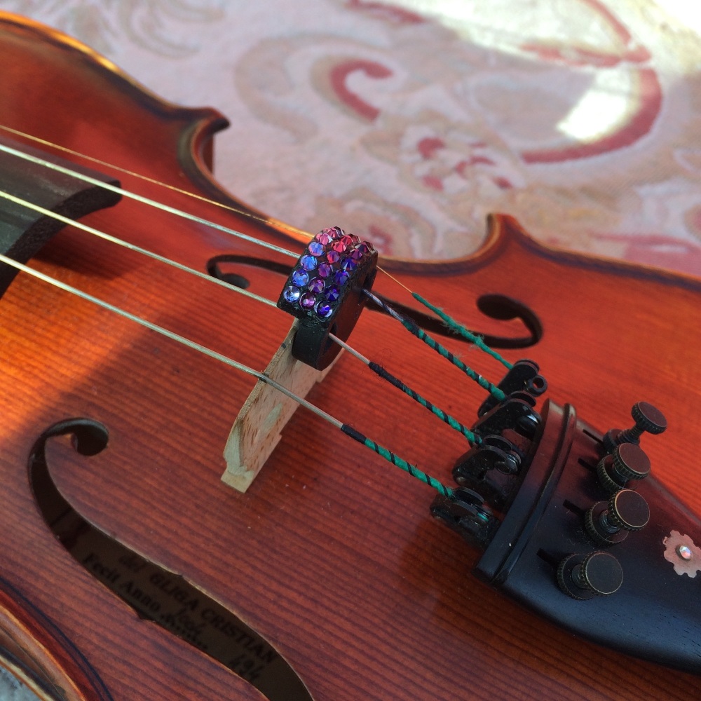Violin and Viola Mutes - Horizontal Stripes - Purple Velvet, Tanzanite & Am