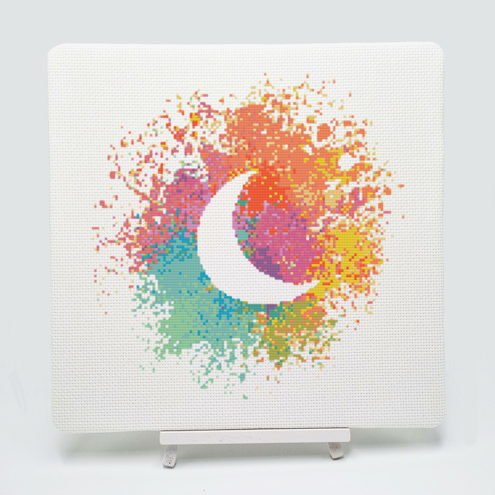 Counted cross stitch  Watercolour moon by Meloca Designs
