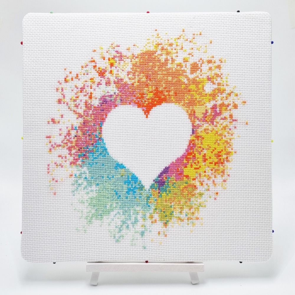 Counted cross stitch  Watercolour heart by Meloca Designs