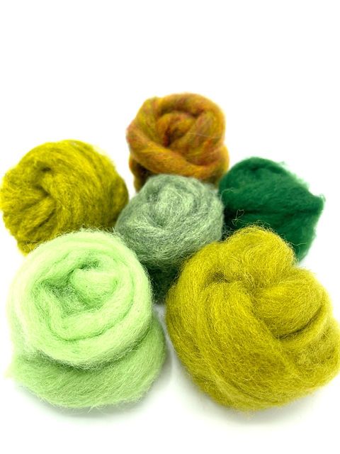 Feathet felts merino wool bundle green
