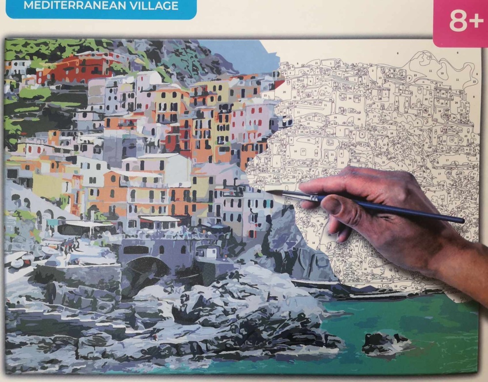 Paint by numbers on canvas - MEDITERRANEAN VILLAGE