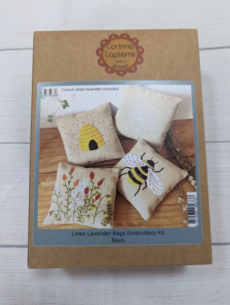Corinne Lapierre Linen Lavender Bags embroidery Kit  - Bees