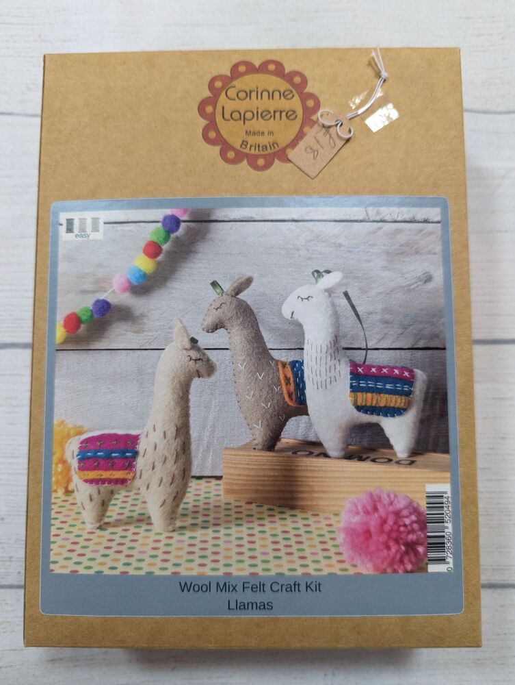 Wool mix felt craft kit llamas