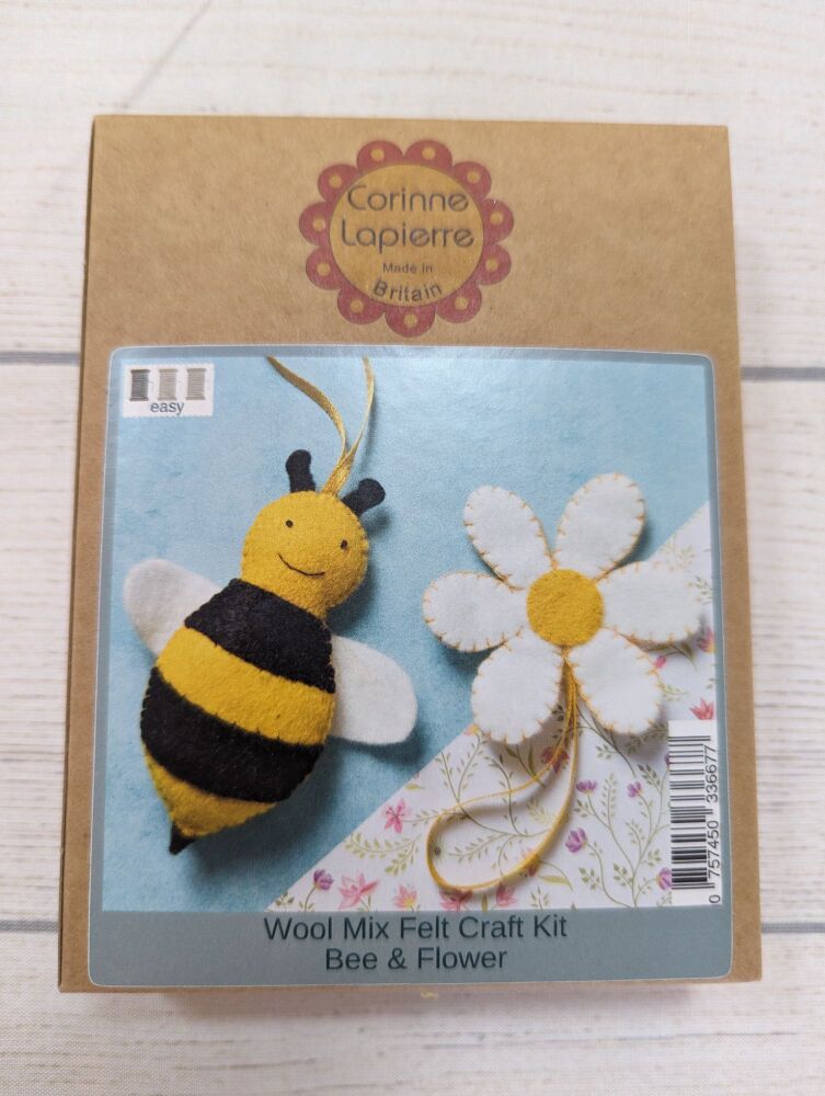 Bee and flower wool mix felt craft kit