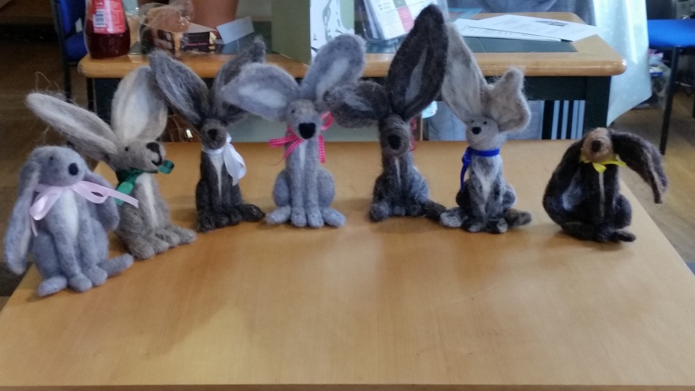 needle felted hares Saturday 6th July 10am -2pm