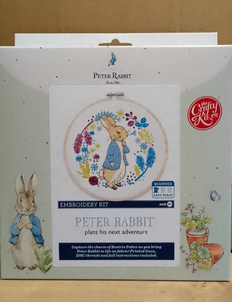 Peter Rabbit plans his next adventure embroidery Kit