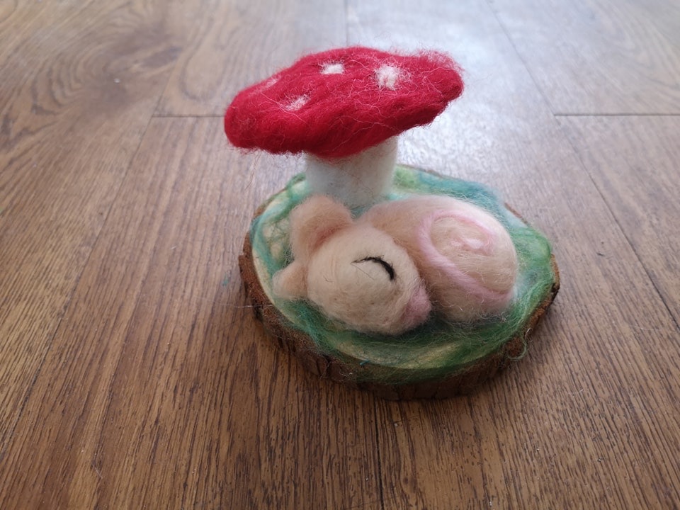 needle  felted mouse and toadstool Monday  30th June, 10 - 12noon