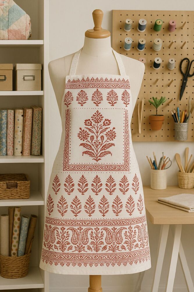 Indian block print  an apron Tuesday 24th June  10am -12noon