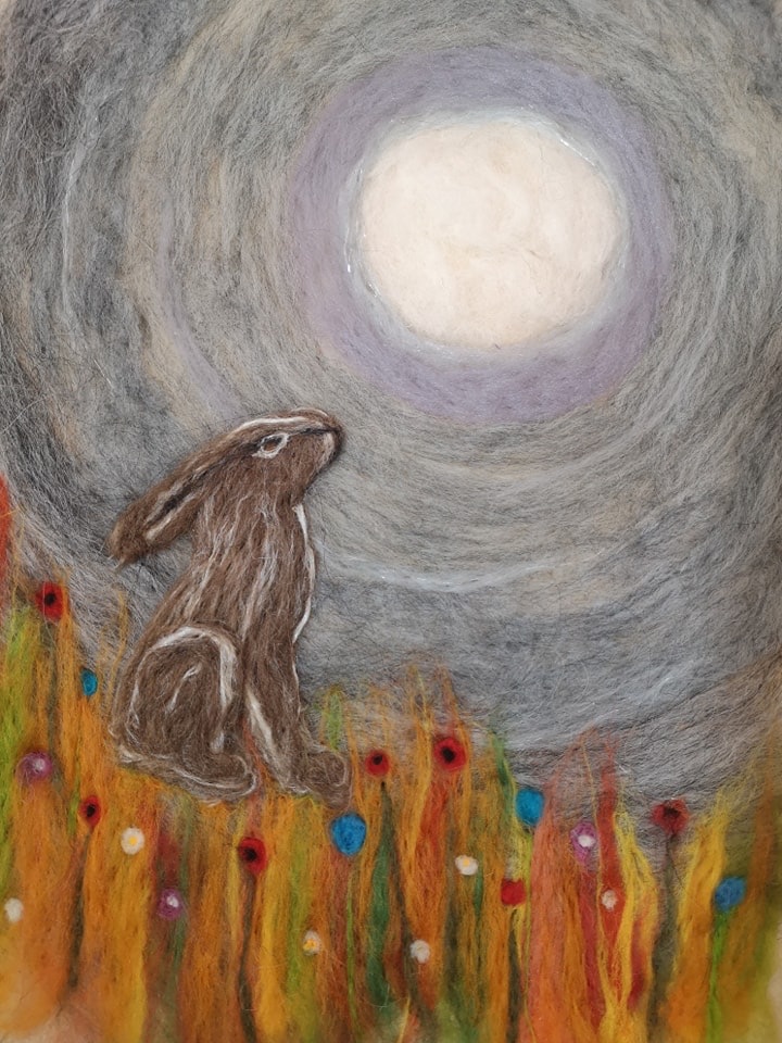needle felted  hare picture Wednesday 8th October 10am - 1.30pm
