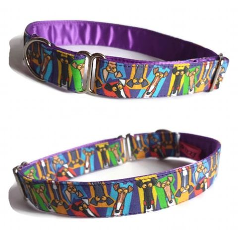 *NEW* Richard Skipworth 'Multicoloured Hound Heads' Fabric Collars  **Made to Order**