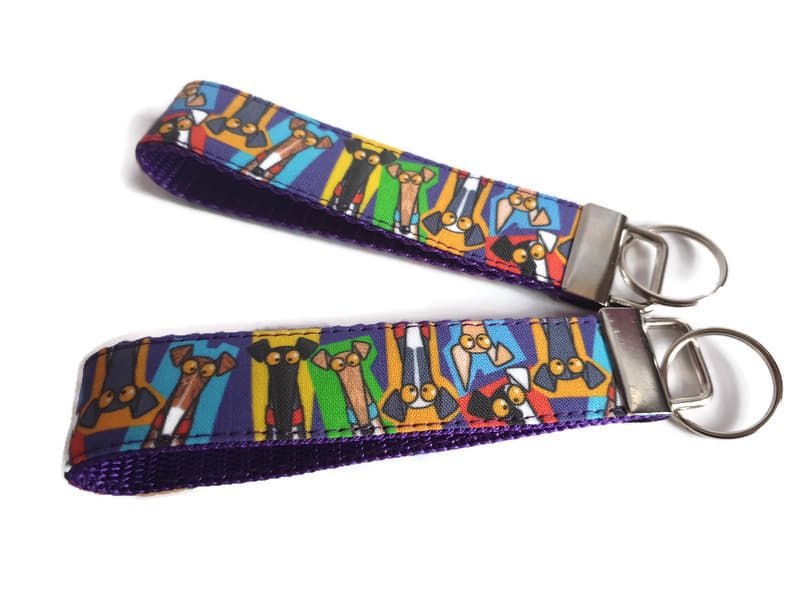 Richard Skipworth Multicoloured Hound Heads Fabric Keyfobs **Made to Order*